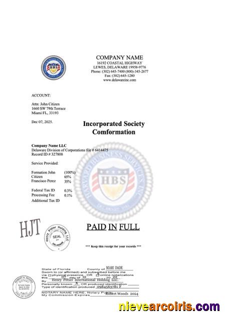 USA Florida incorporated society comformation